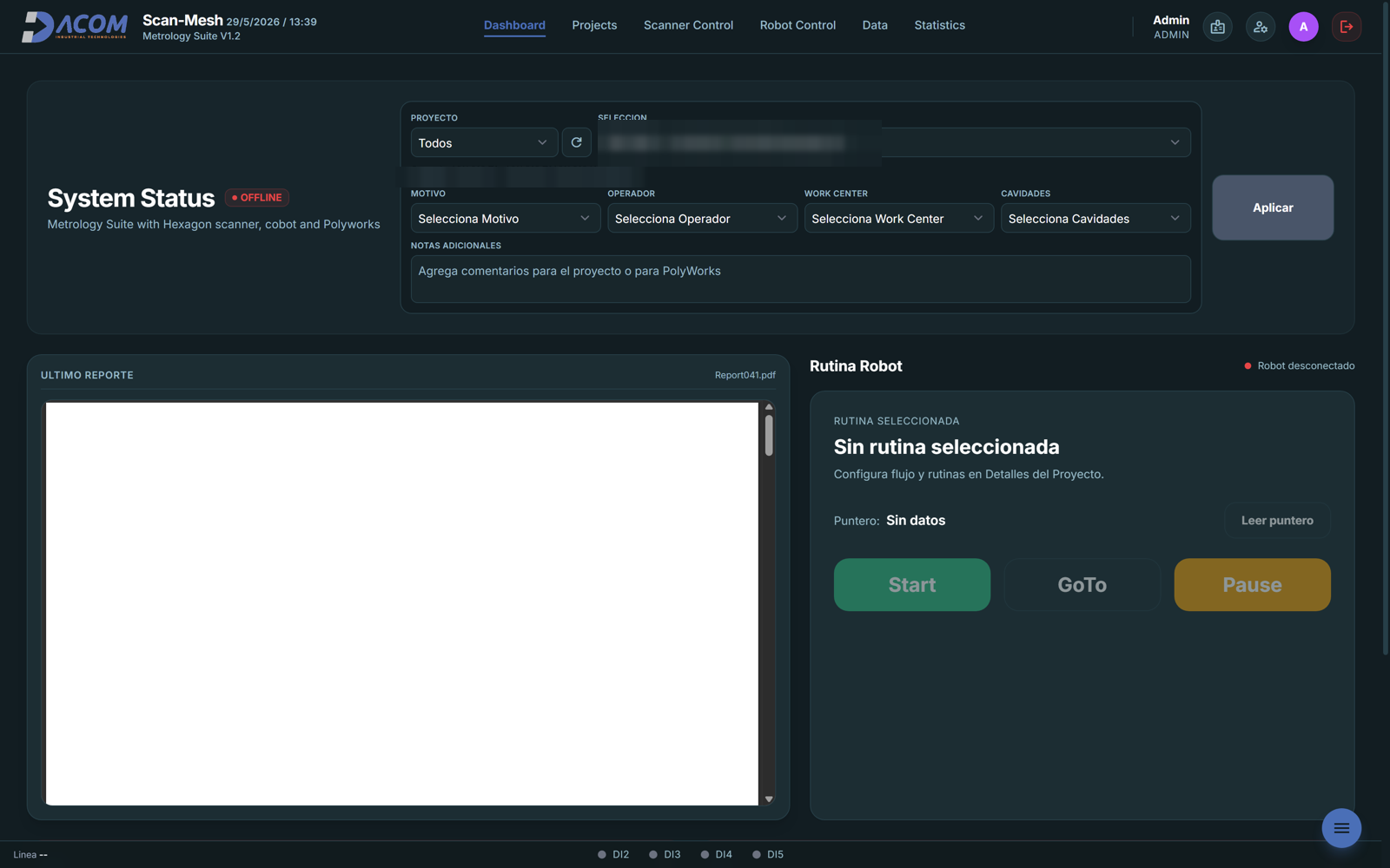 Dashboard Scan-Mesh: centro de operación del ciclo automático